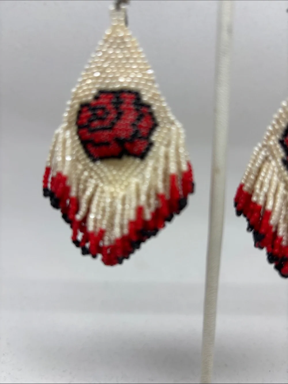 Beautiful Beaded Rose Fringe Earrings